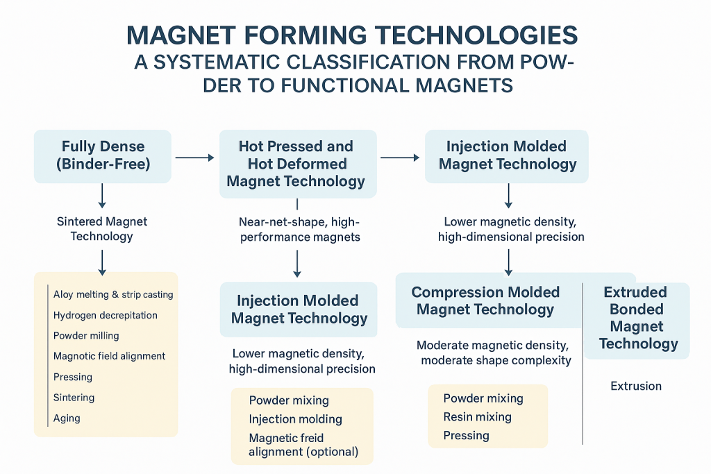 Magnet Forming Technologies A Systematic Classification from Powder to Functional Magnets